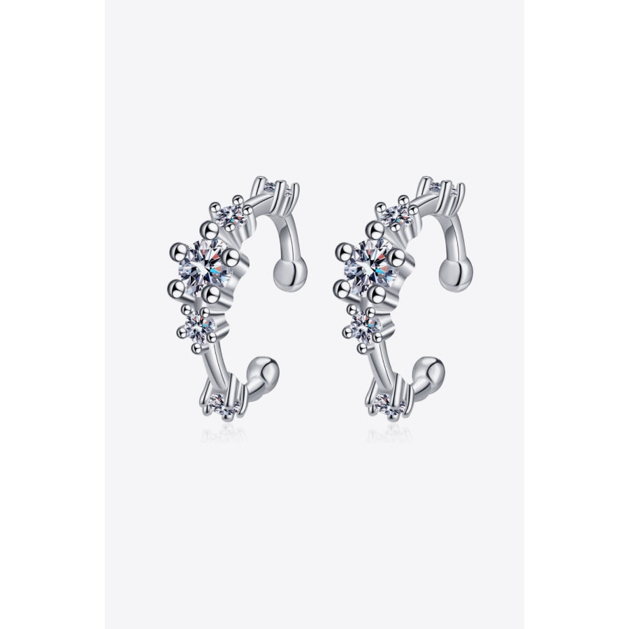 Moissanite Rhodium-Plated Cuff Earrings Silver / One Size
