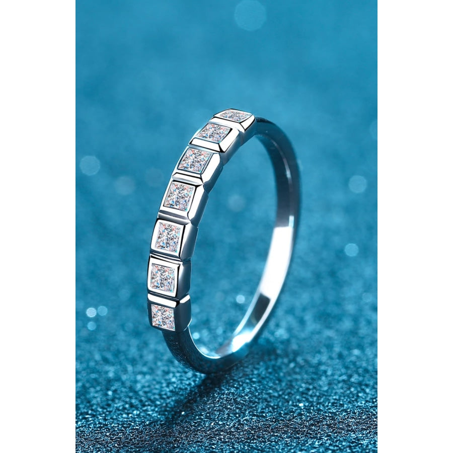 Moissanite Rhodium-Plated Half-Eternity Ring Silver / 4