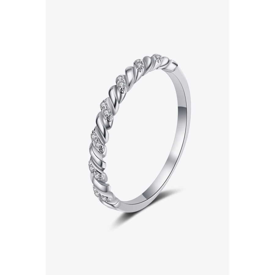 Moissanite Rhodium-Plated Half-Eternity Ring Silver / 4