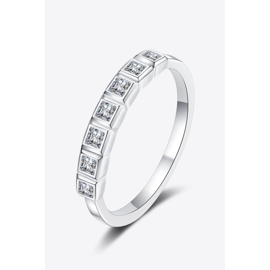 Moissanite Rhodium-Plated Half-Eternity Ring