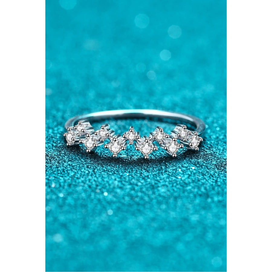 Moissanite Rhodium-Plated Half-Eternity Ring