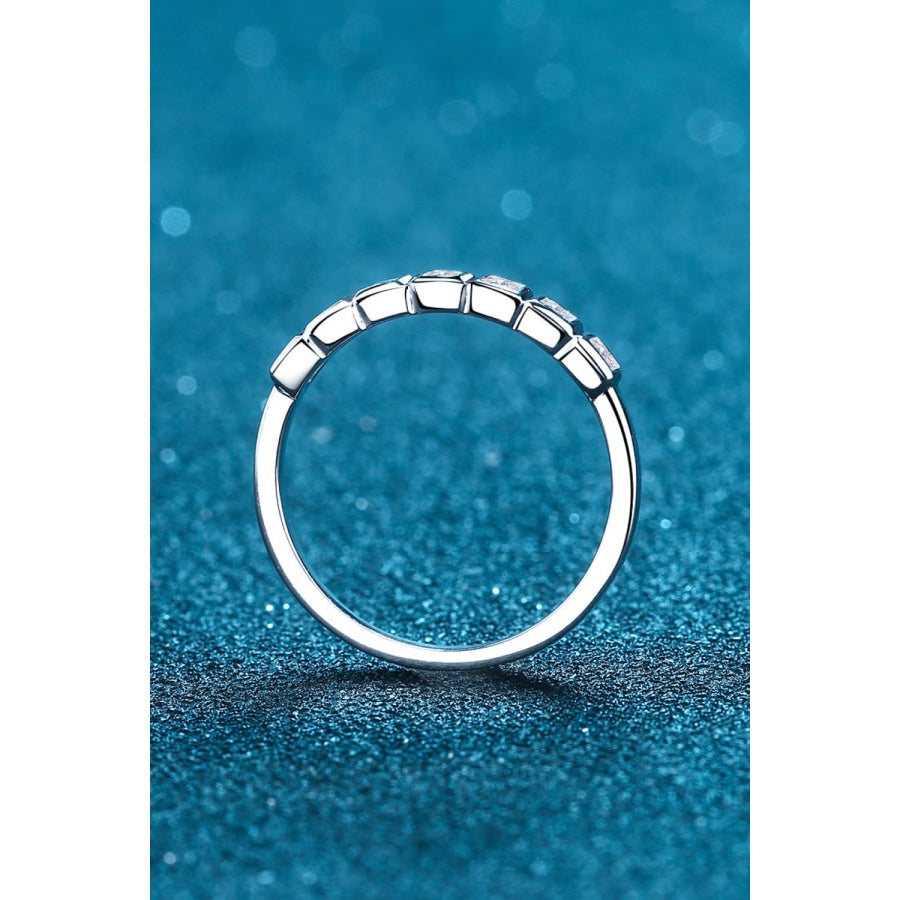 Moissanite Rhodium-Plated Half-Eternity Ring