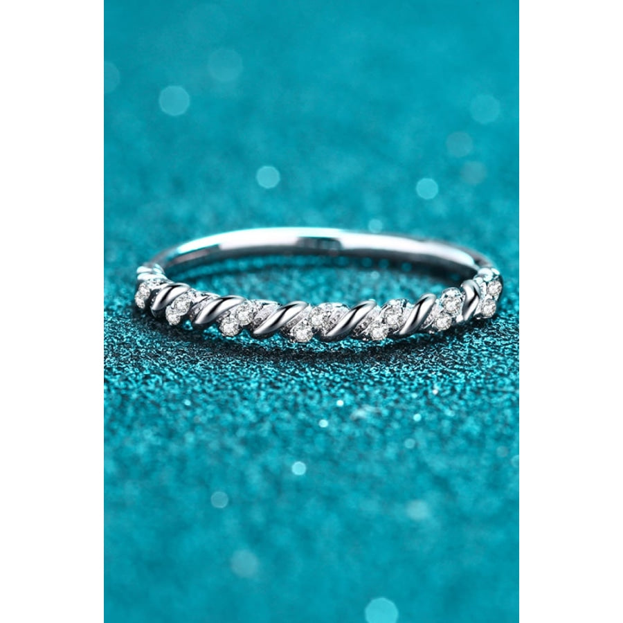 Moissanite Rhodium-Plated Half-Eternity Ring