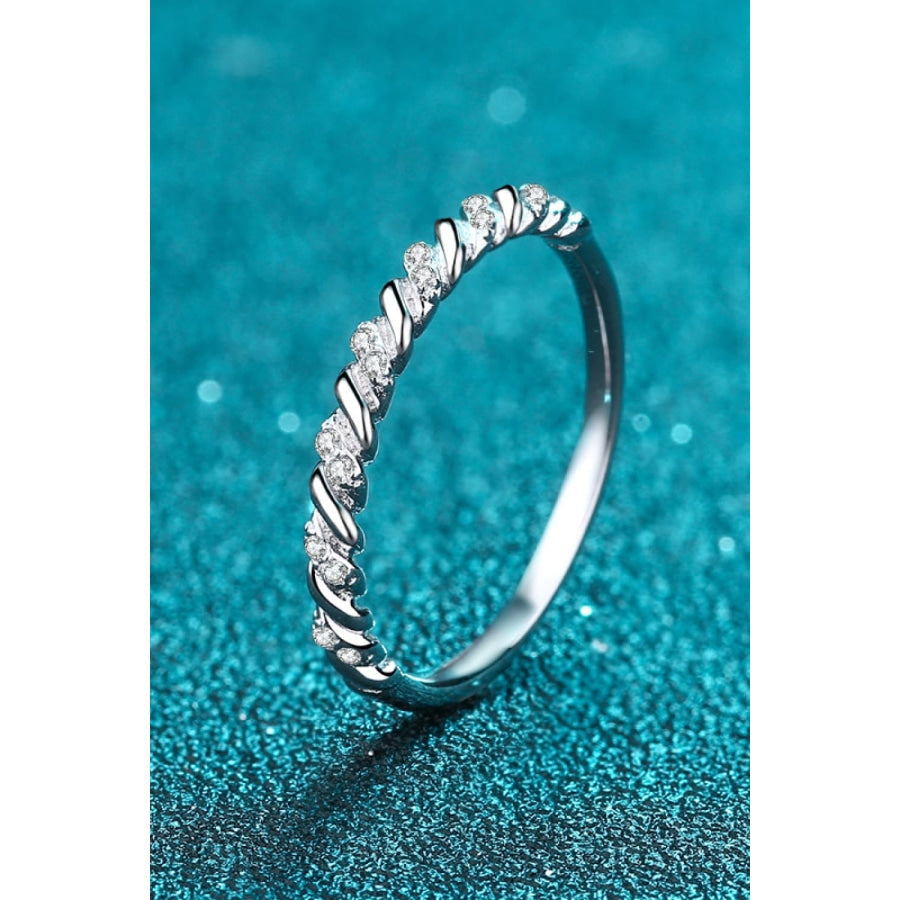 Moissanite Rhodium-Plated Half-Eternity Ring