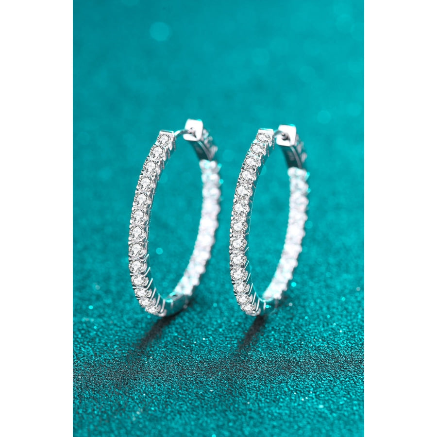 Moissanite Rhodium-Plated Hoop Earrings Silver / One Size
