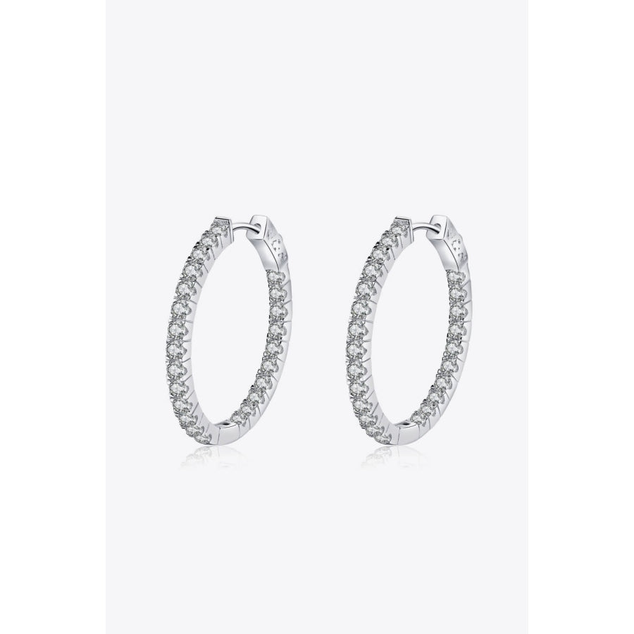 Moissanite Rhodium-Plated Hoop Earrings Silver / One Size