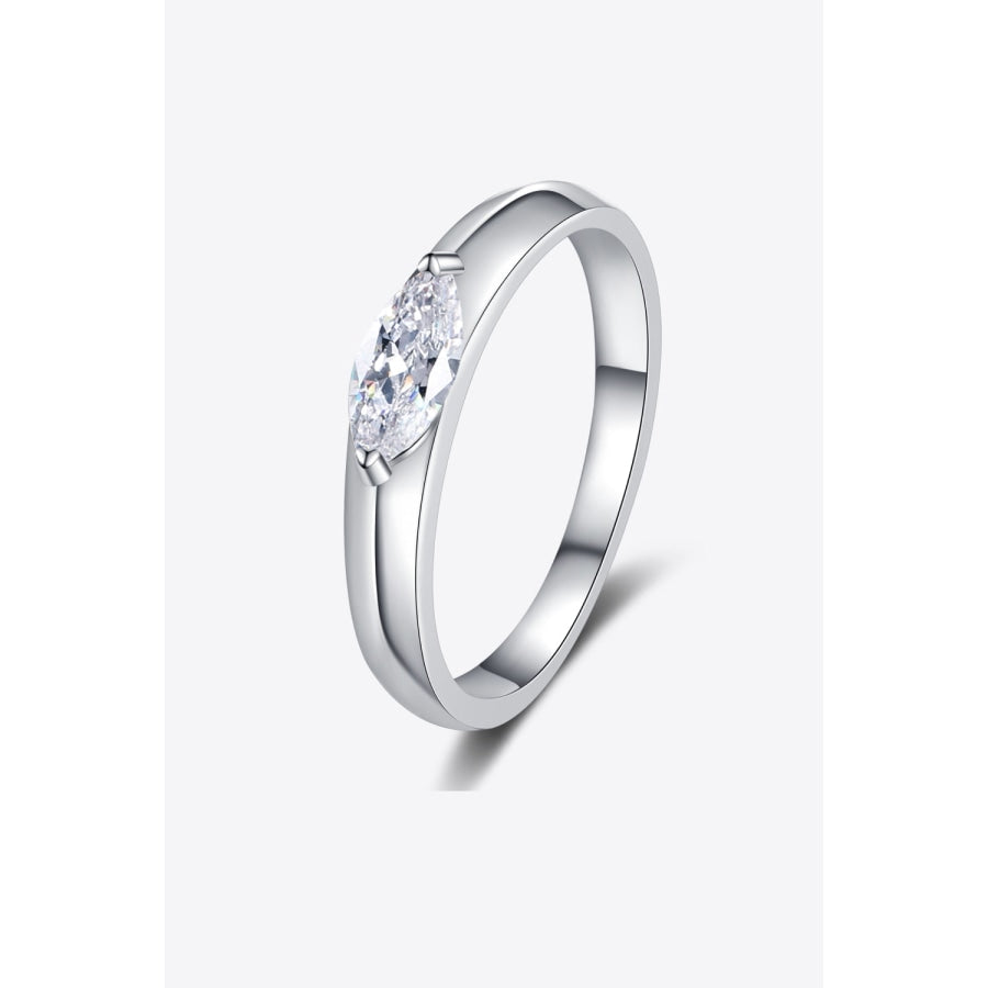 Moissanite Rhodium-Plated Ring Silver / 4