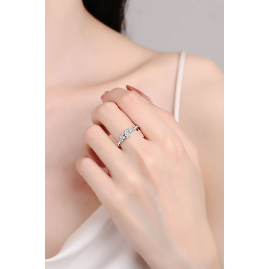 Moissanite Rhodium-Plated Ring Silver / 4