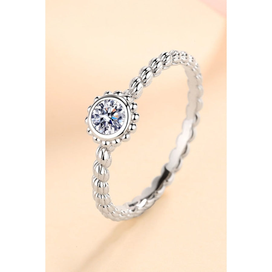 Moissanite Rhodium-Plated Ring Silver / 4