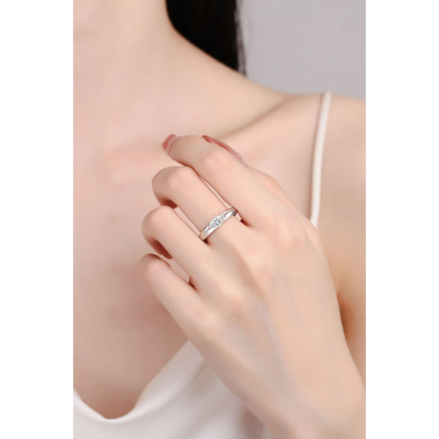 Moissanite Rhodium-Plated Ring