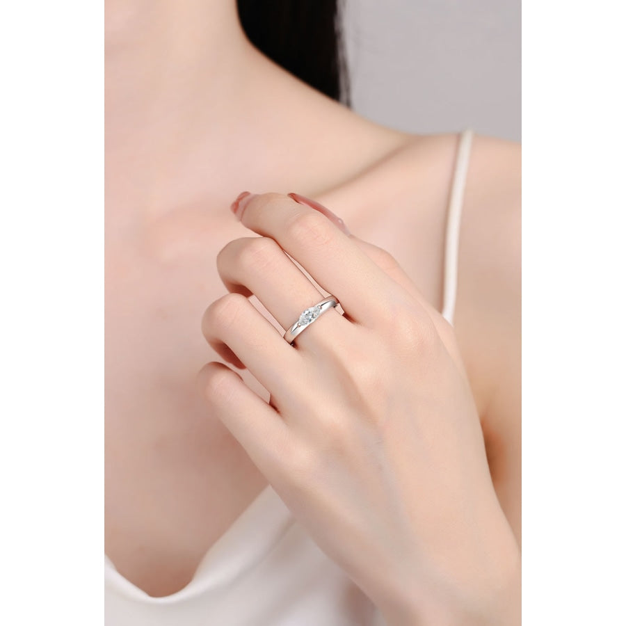 Moissanite Rhodium-Plated Ring Silver / 4