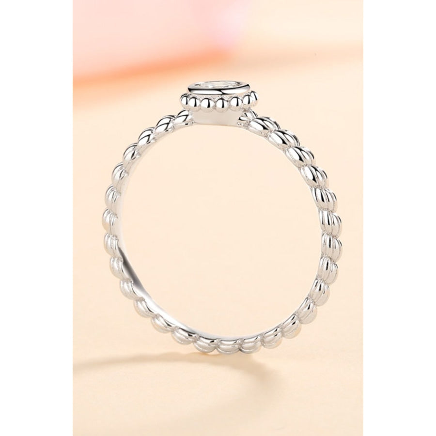 Moissanite Rhodium-Plated Ring Silver / 4