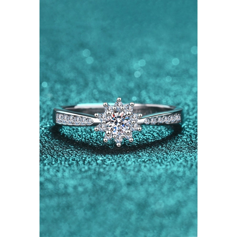 Moissanite Rhodium-Plated Snowflake Ring