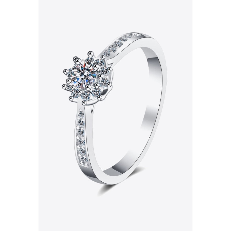 Moissanite Rhodium-Plated Snowflake Ring