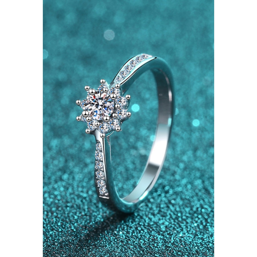 Moissanite Rhodium-Plated Snowflake Ring