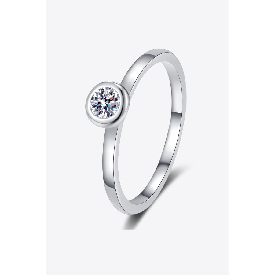 Moissanite Rhodium-Plated Solitaire Ring Silver / 4