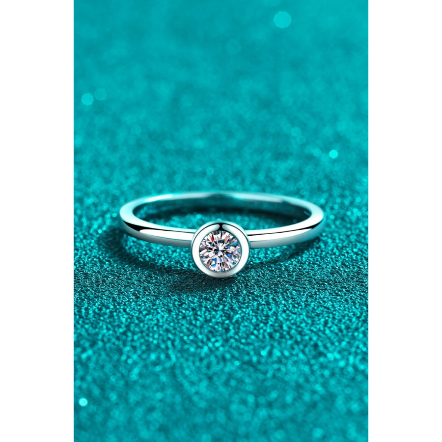 Moissanite Rhodium-Plated Solitaire Ring