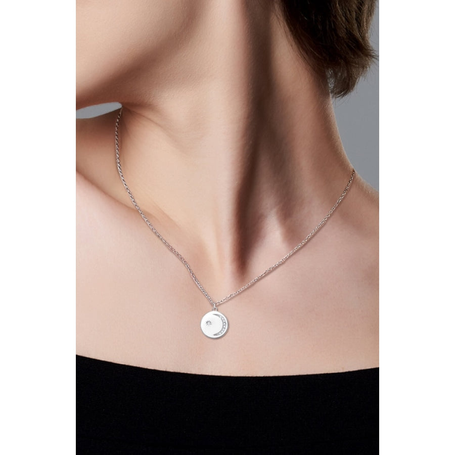 Moissanite Round Pendant Necklace Silver / One Size