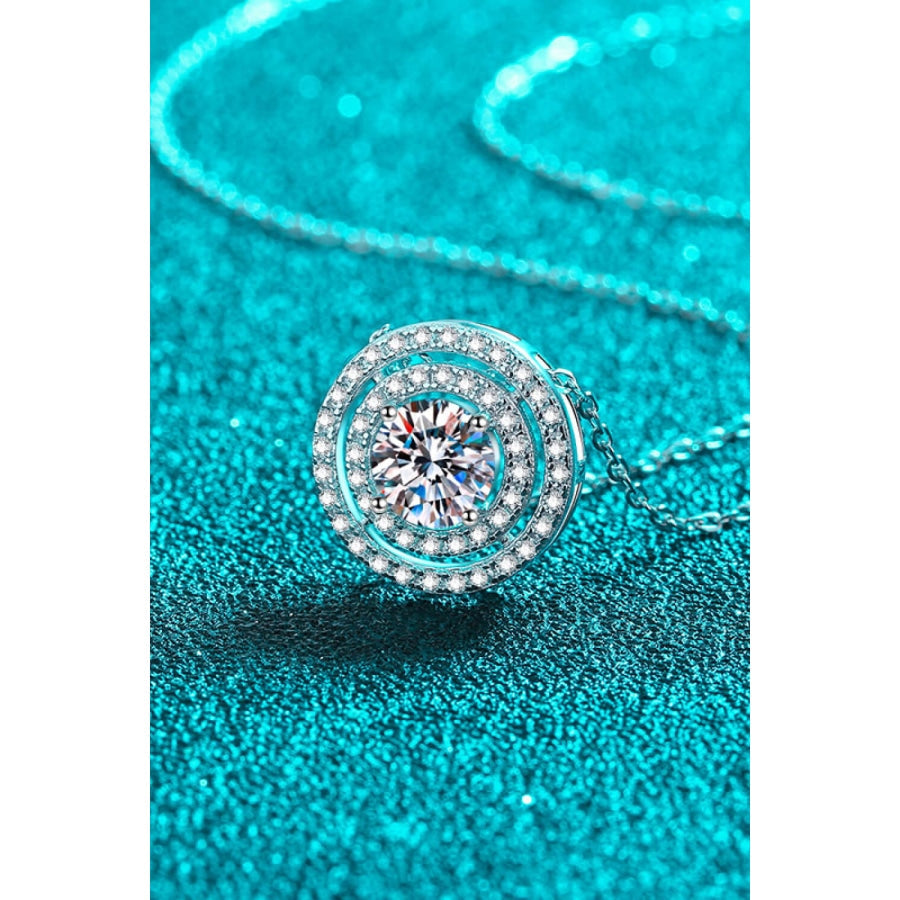 Moissanite Round Pendant Rhodium-Plated Necklace Silver / One Size