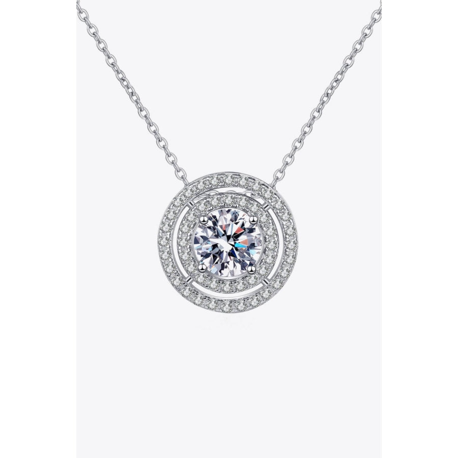 Moissanite Round Pendant Rhodium-Plated Necklace Silver / One Size