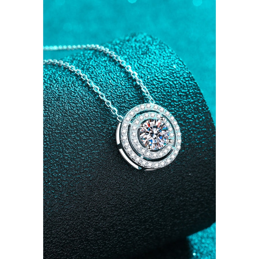 Moissanite Round Pendant Rhodium-Plated Necklace Silver / One Size