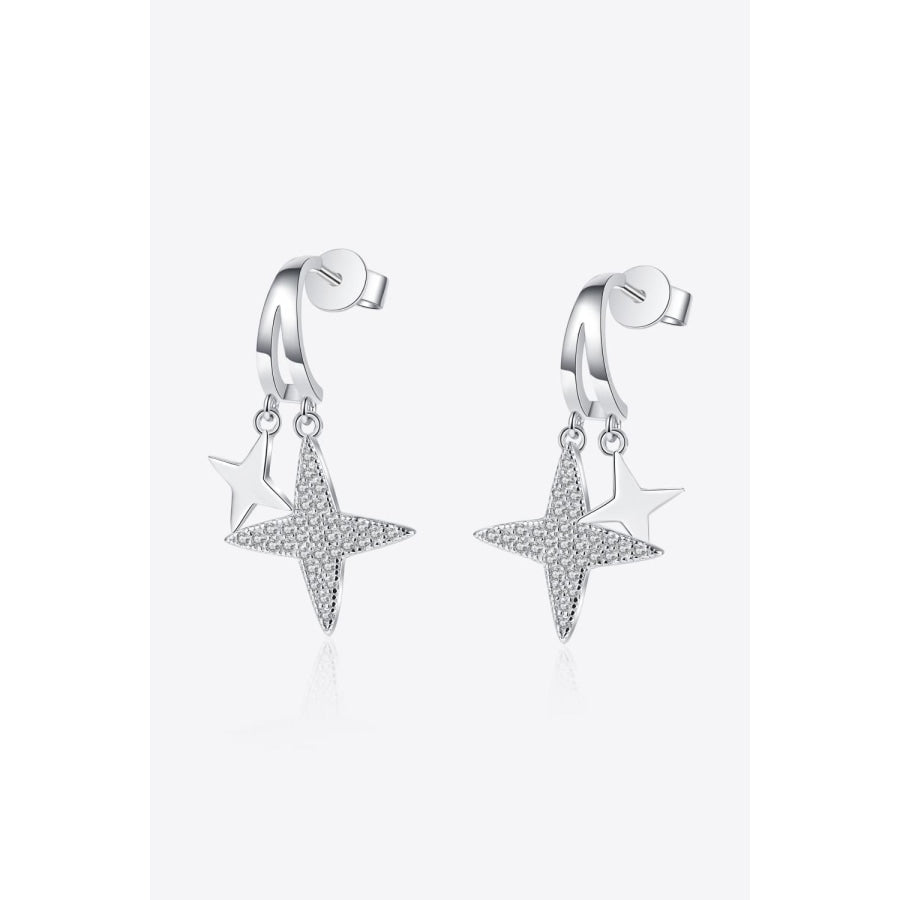 Moissanite Star Rhodium-Plated Drop Earrings Silver / One Size