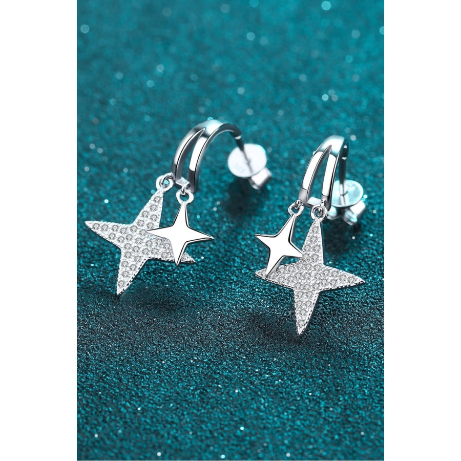 Moissanite Star Rhodium-Plated Drop Earrings Silver / One Size