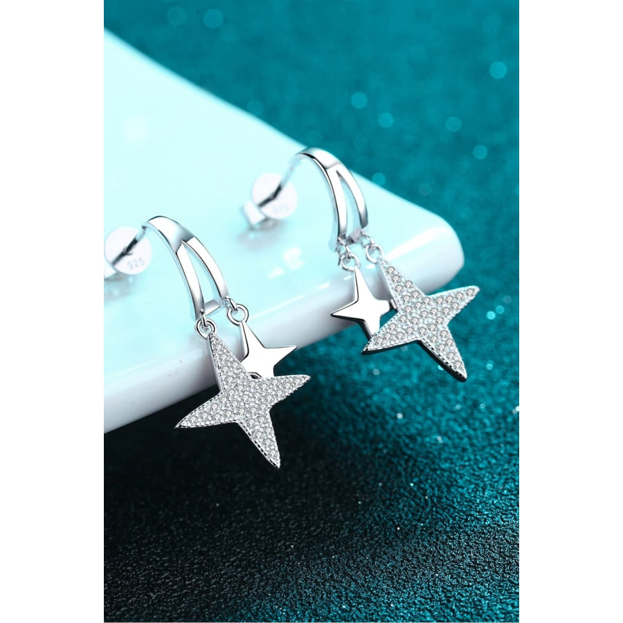 Moissanite Star Rhodium-Plated Drop Earrings Silver / One Size