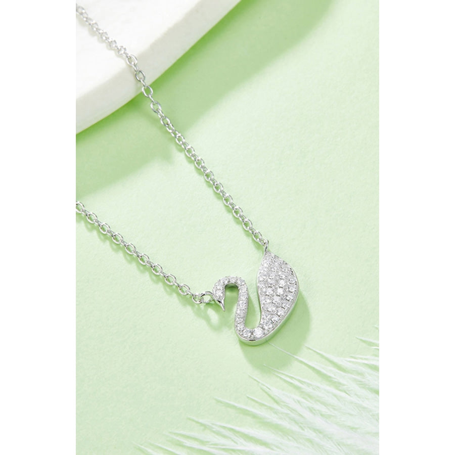 Moissanite Swan 925 Sterling Silver Necklace Silver / One Size