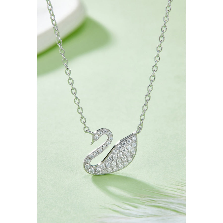 Moissanite Swan 925 Sterling Silver Necklace Silver / One Size