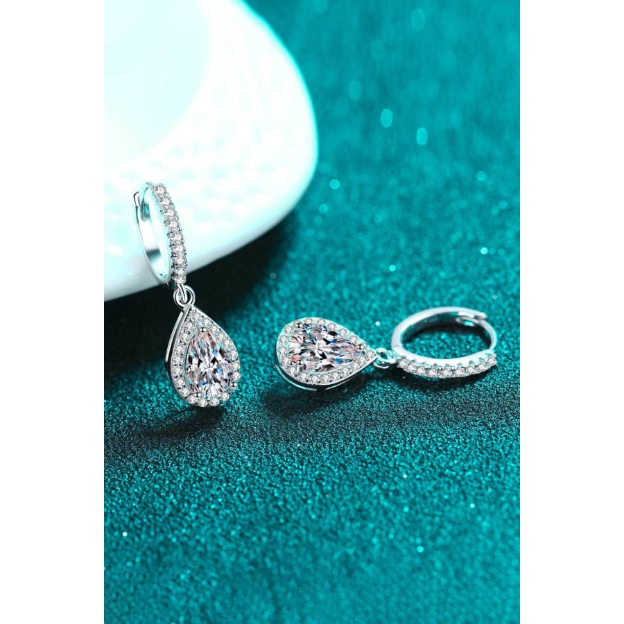 Moissanite Teardrop Earrings Silver / One Size