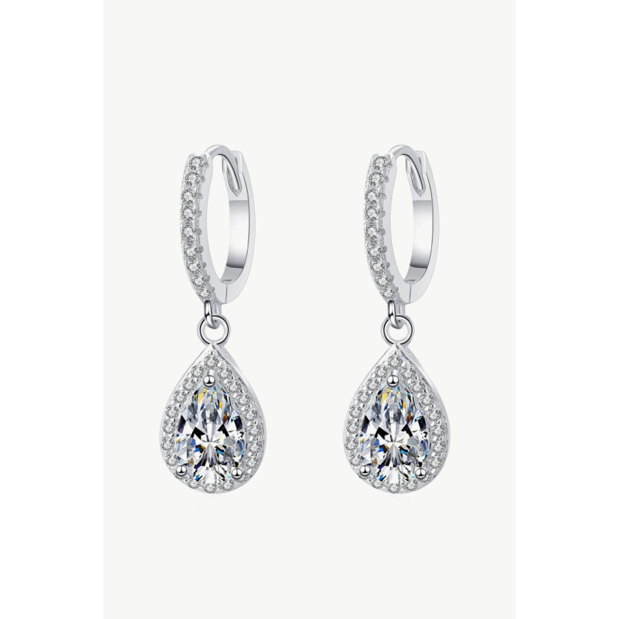 Moissanite Teardrop Earrings Silver / One Size