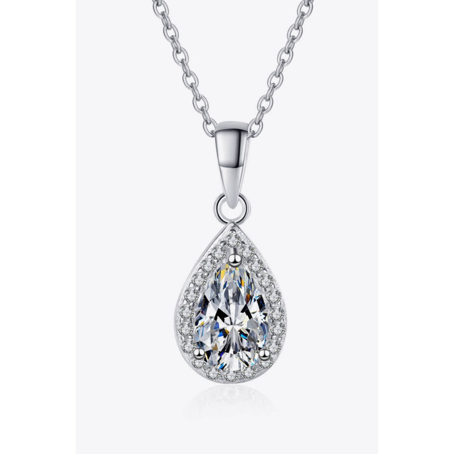 Moissanite Teardrop Pendant Necklace Silver / One Size