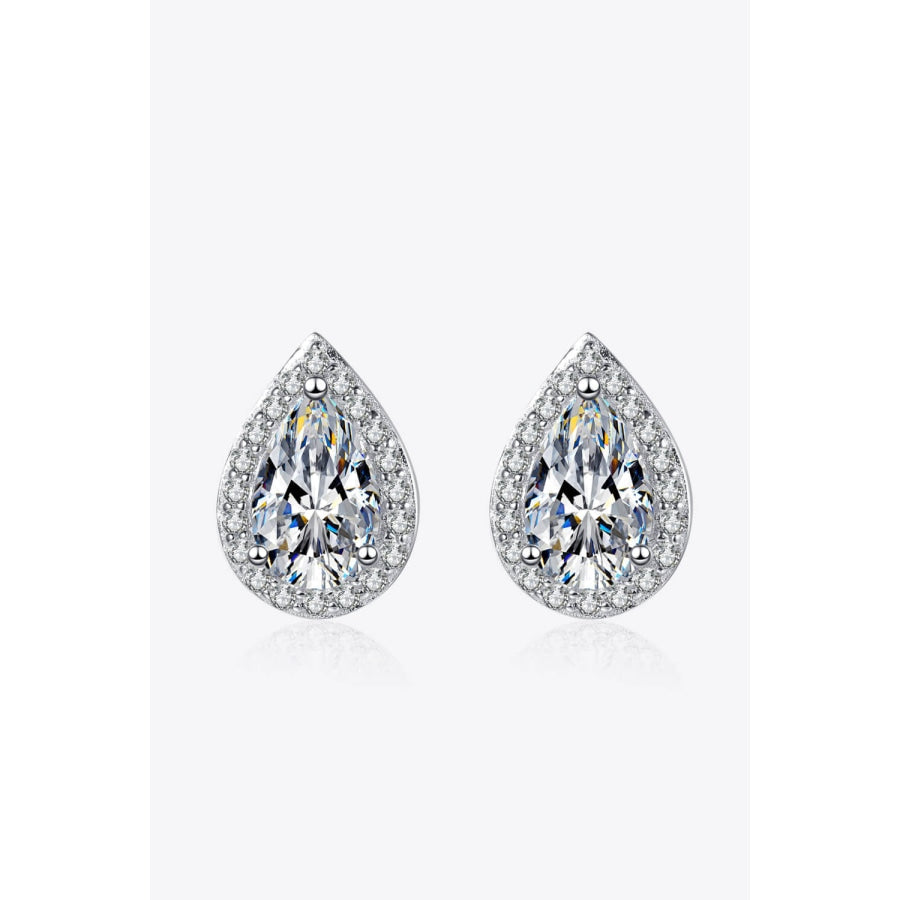 Moissanite Teardrop Stud Earrings Silver / One Size