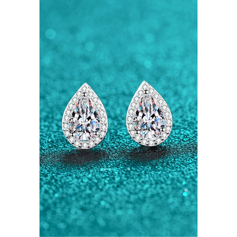 Moissanite Teardrop Stud Earrings Silver / One Size