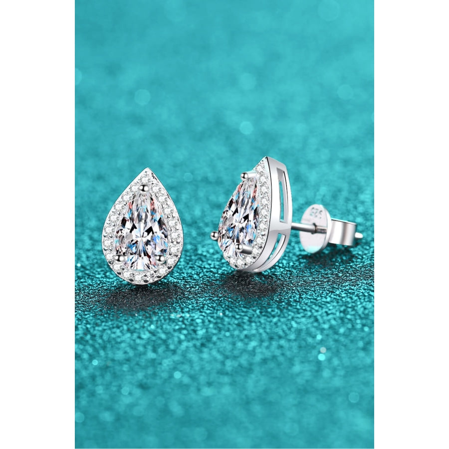 Moissanite Teardrop Stud Earrings Silver / One Size