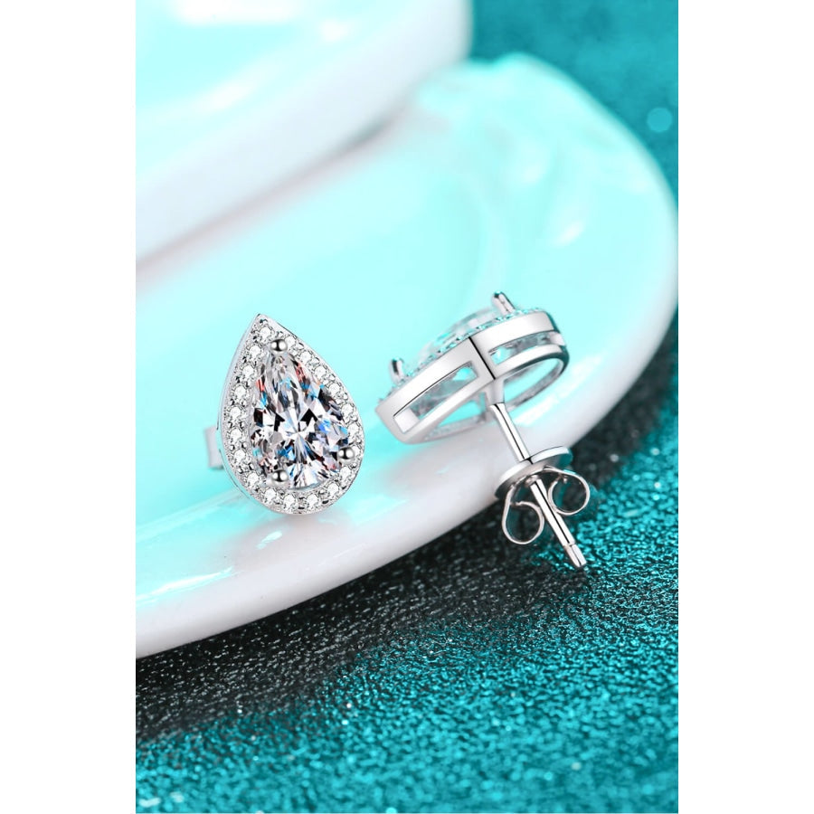 Moissanite Teardrop Stud Earrings Silver / One Size