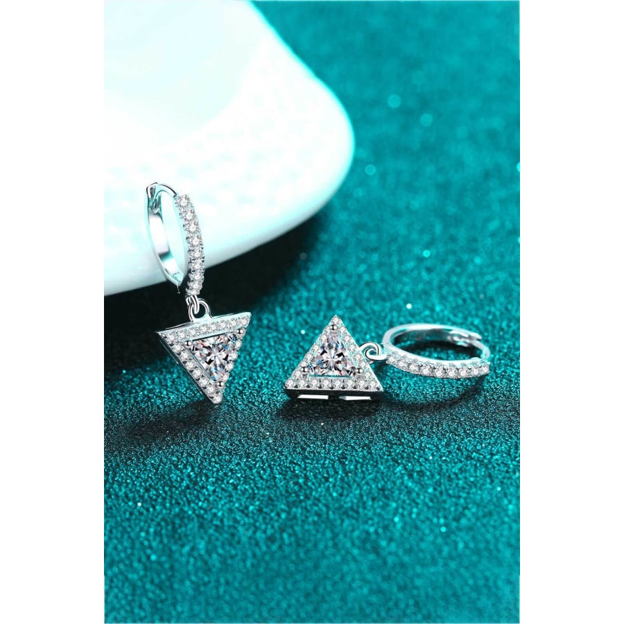 Moissanite Triangle Drop Earrings Silver / One Size