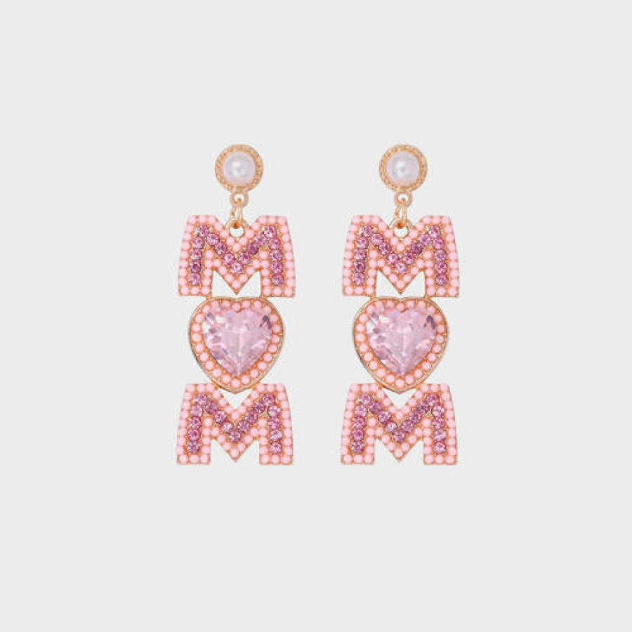 MOM Pearl Rhinestone Alloy Earrings Blush Pink / One Size