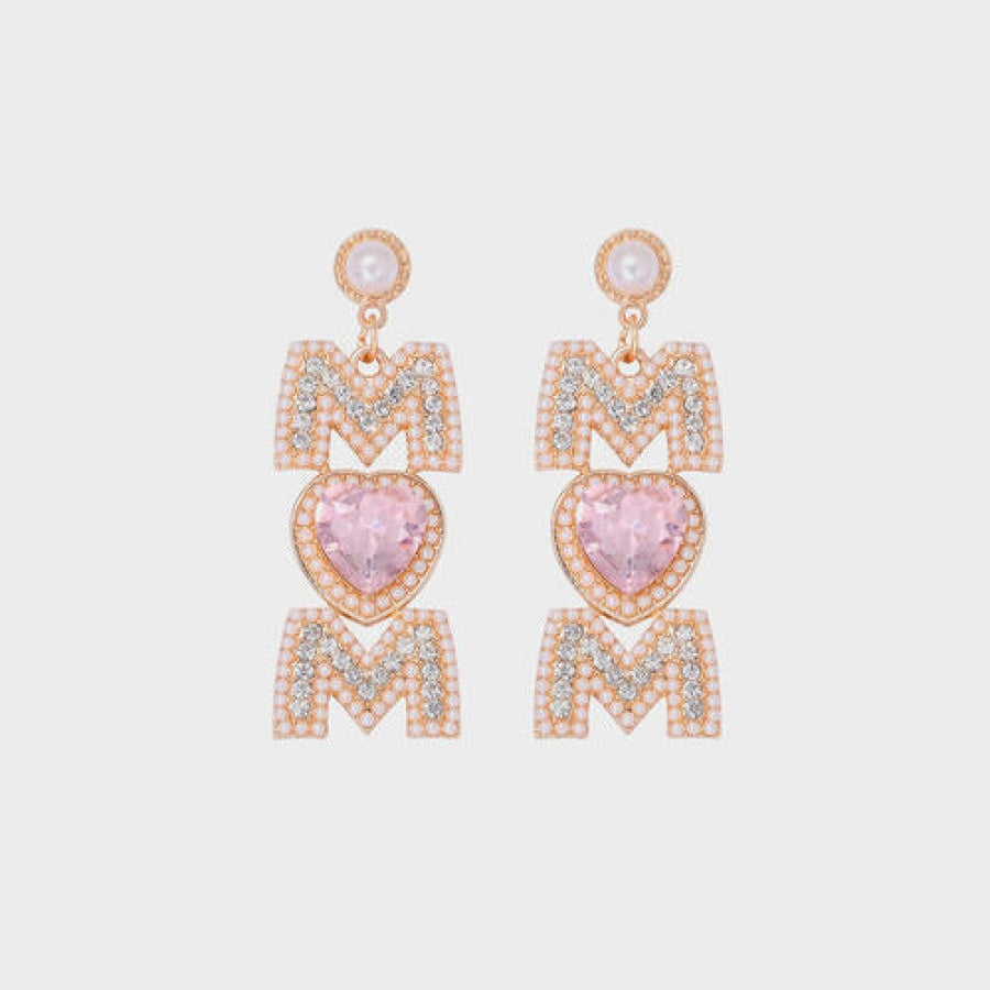 MOM Pearl Rhinestone Alloy Earrings White / One Size