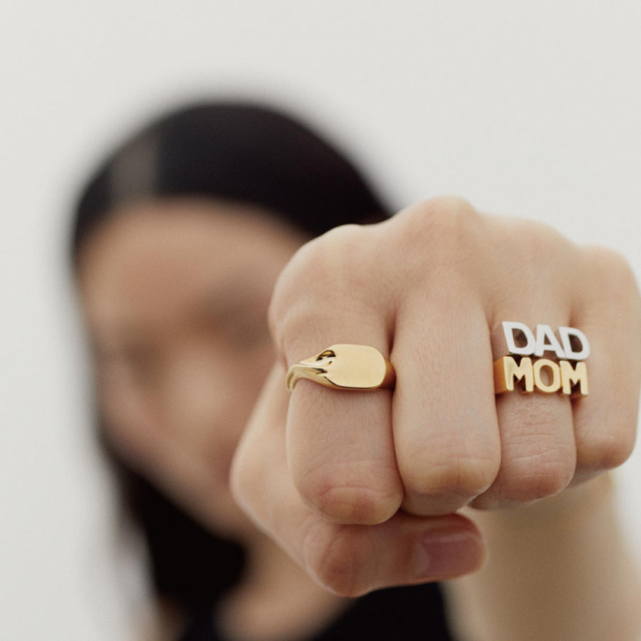 MOM Stainless Steel Open Ring Gold / One Size Apparel and Accessories