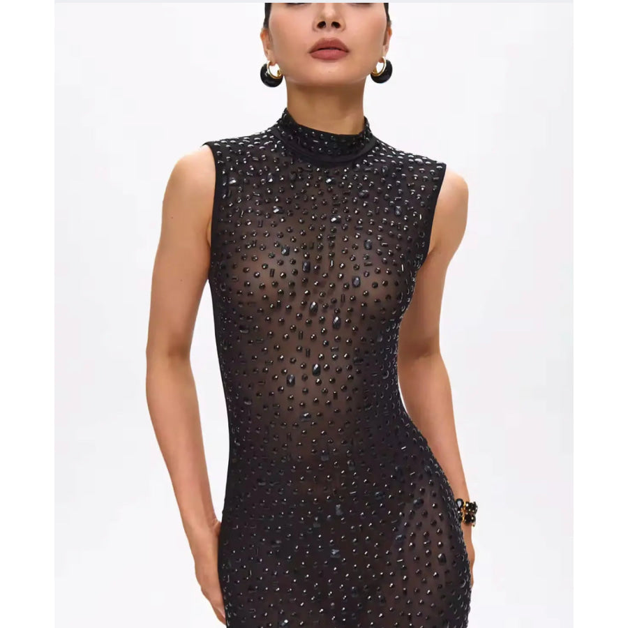 Mone Embellished Black Crystal Maxi Dress Women’s Fashion - Weddings & Events - Cocktail Dresses