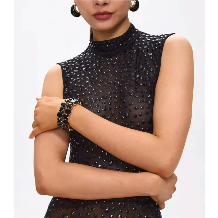 Mone Embellished Black Crystal Maxi Dress Women’s Fashion - Weddings & Events - Cocktail Dresses