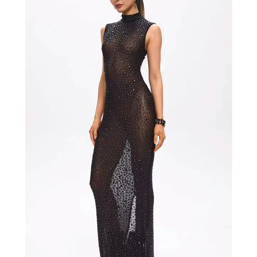 Mone Embellished Black Crystal Maxi Dress Women’s Fashion - Weddings & Events - Cocktail Dresses