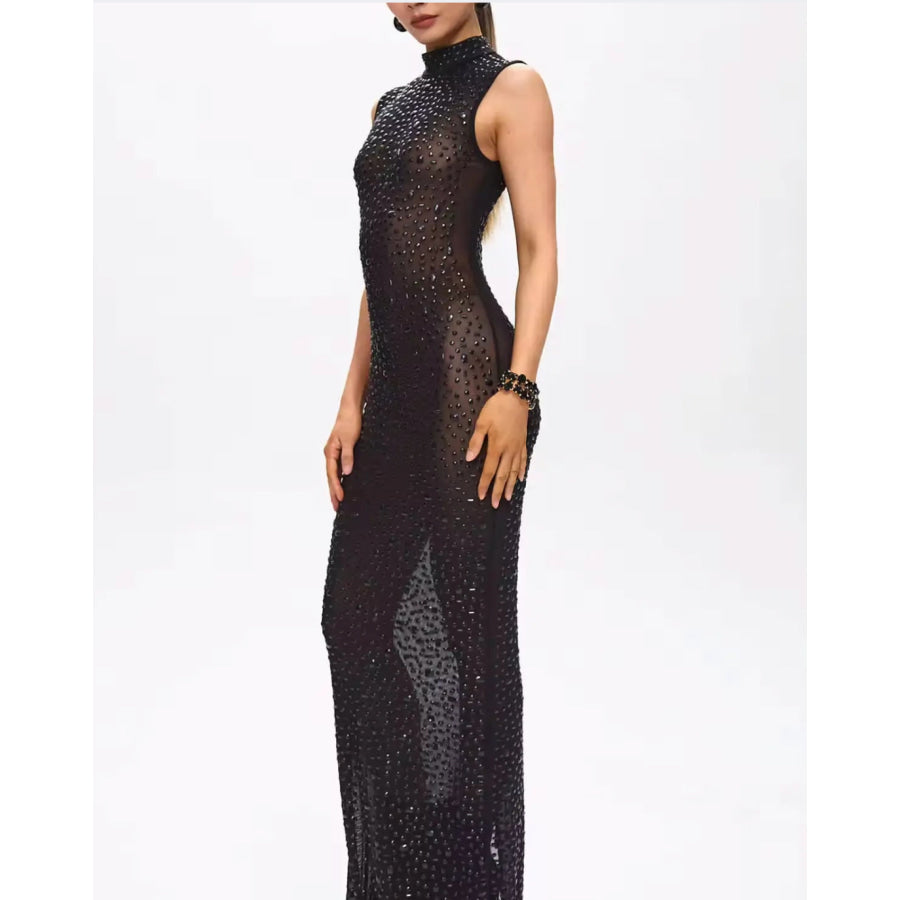 Mone Embellished Black Crystal Maxi Dress Women’s Fashion - Weddings & Events - Cocktail Dresses