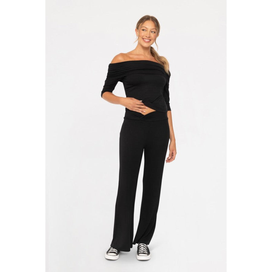 Mono B Cross Pleat Flare Pants Apparel and Accessories