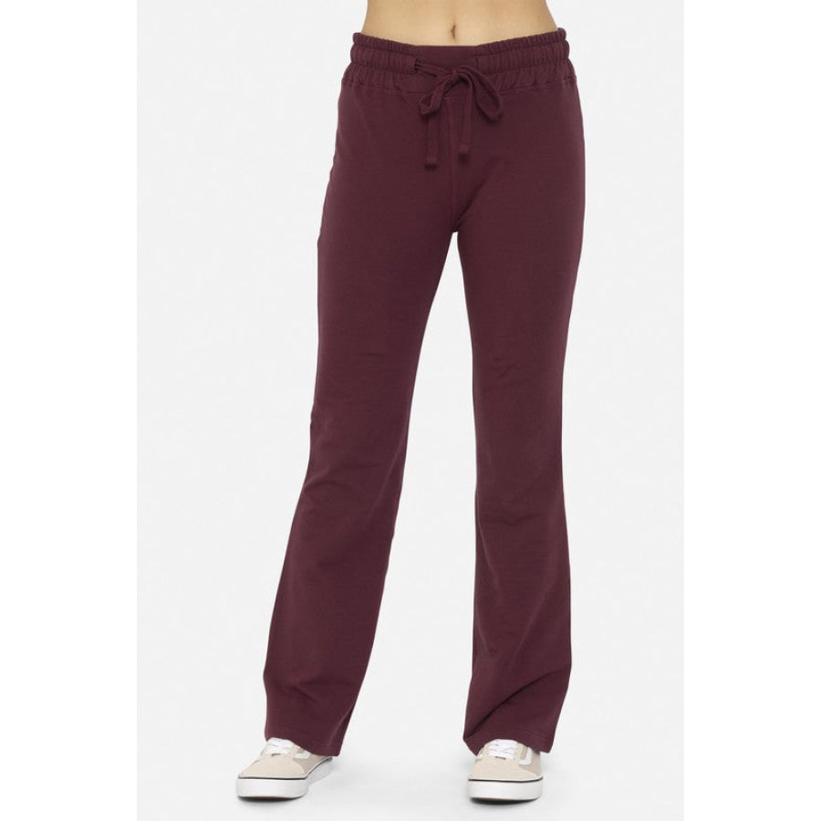 Mono B Drawstring Flared Pants Plum / S Apparel and Accessories