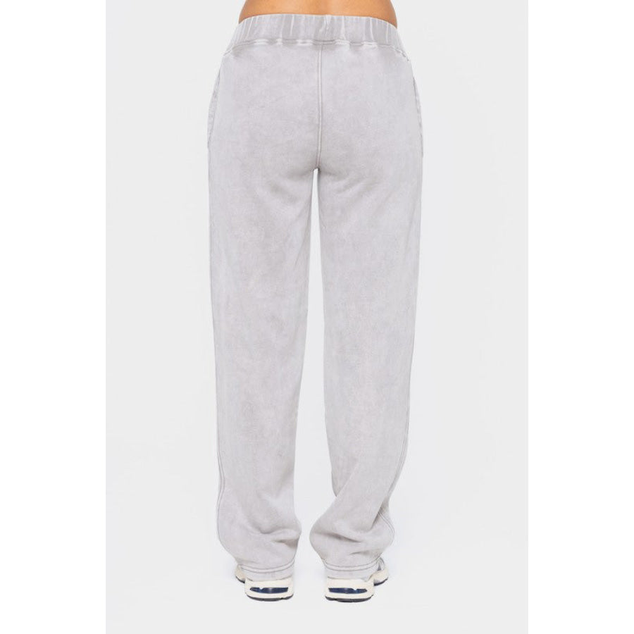 Mono B Elastic Waist Fleece Pants with Pockets Apparel and Accessories