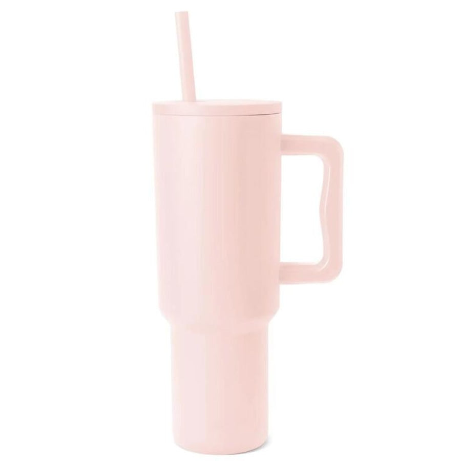 Monochromatic Stainless Steel Tumbler with Matching Straw Blush Pink / One Size Drinkware