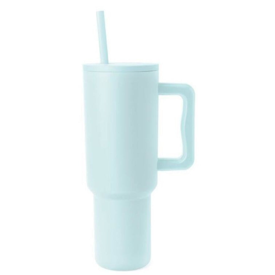 Monochromatic Stainless Steel Tumbler with Matching Straw Mint Blue / One Size Drinkware